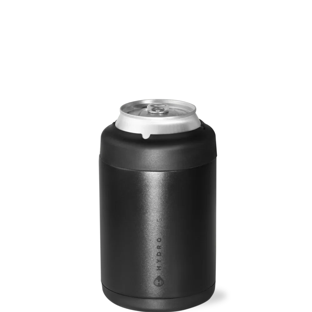 Can Cooler 12oz | 2-in-1 Insulated Standard Can Cooler, Screw-Top Lock – Black