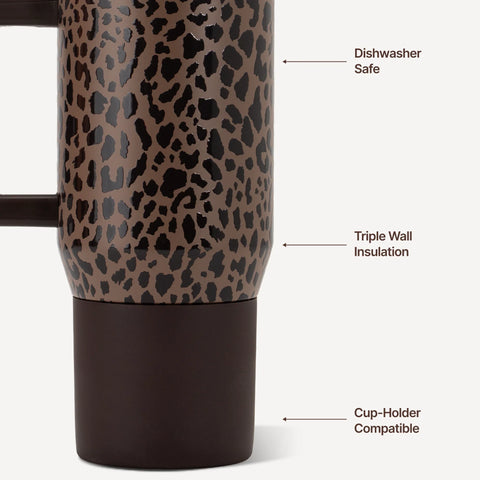 Coffee Traveler 20oz | Ceramic-Lined Insulated Travel Mug – Brown Leopard