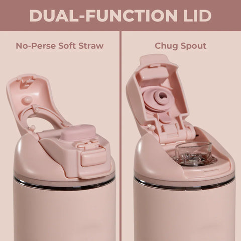 Ease2o 14oz | Leakproof 2-in-1 Kids Water Bottle with Straw & Chug Spout – Dusty Rose