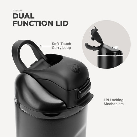 Ease2o 24oz | 2-in-1 Water Bottle with Soft Straw & Chug Spout – Black