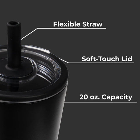 Everyday Tumbler 20oz | Ceramic-Lined Insulated Tumbler with Straw – Black