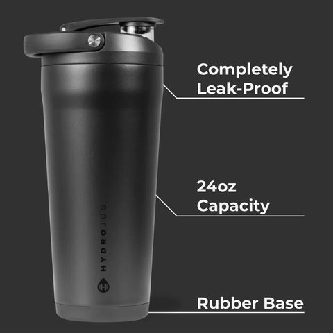 Insulated Shaker 24oz | Stainless Steel Protein Shaker, Silent Grate – Black