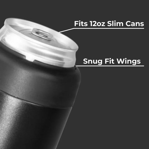 Slim Can Cooler 12oz | Insulated Stainless Steel Skinny Can Holder – Black
