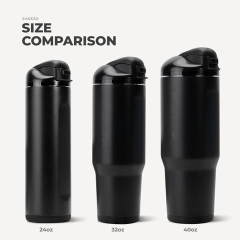 Ease2o 24oz | 2-in-1 Water Bottle with Soft Straw & Chug Spout – Black