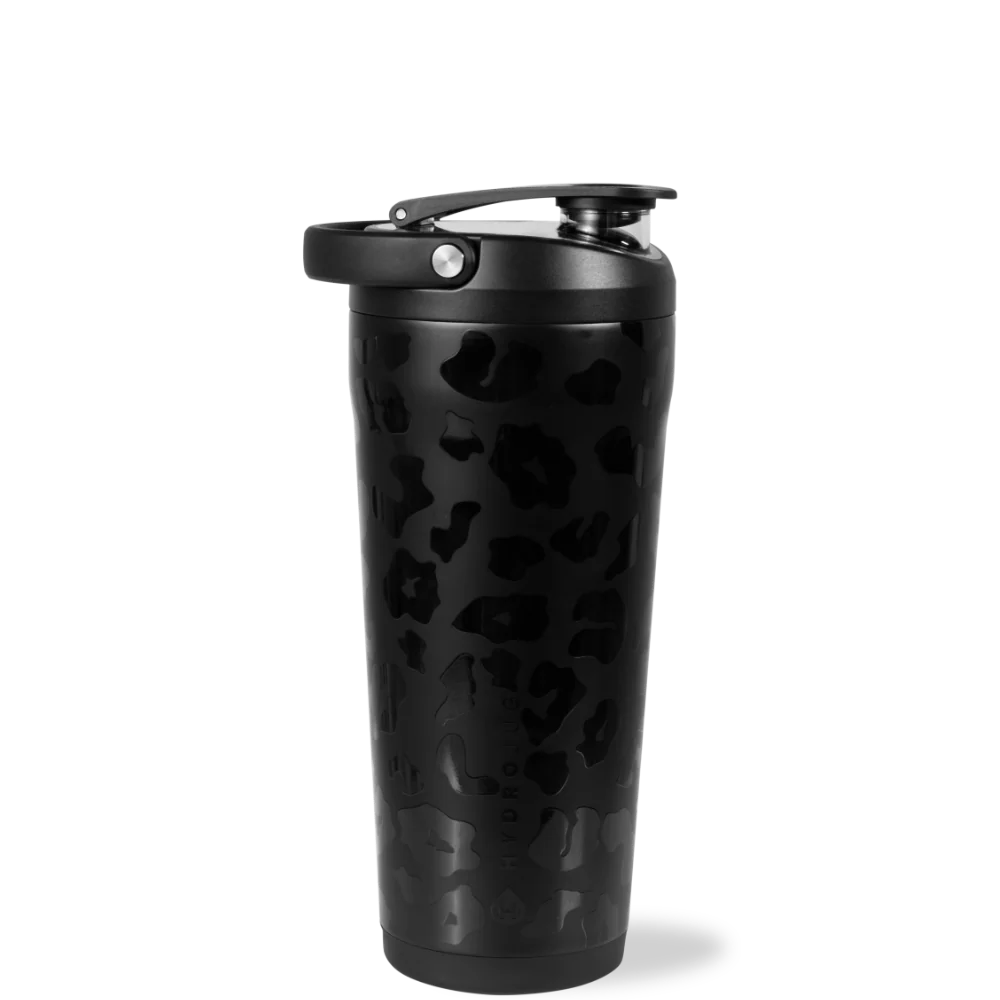 Insulated Shaker 24oz | Stainless Steel Protein Shaker, Silent Grate – Black Leopard