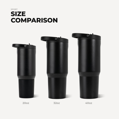 Sport 20oz | Insulated Water Bottle, Leakproof Flip Straw – Black