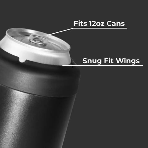 Can Cooler 12oz | 2-in-1 Insulated Standard Can Cooler, Screw-Top Lock – Black