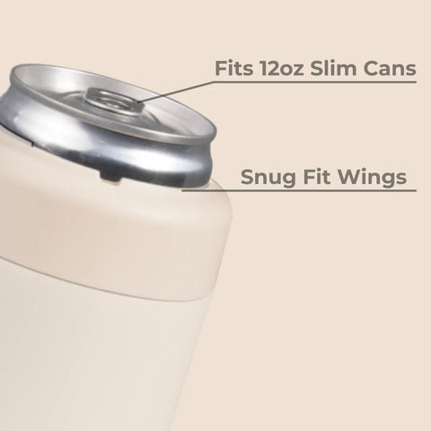 Slim Can Cooler 12oz | Insulated Stainless Steel Skinny Can Holder – Cream
