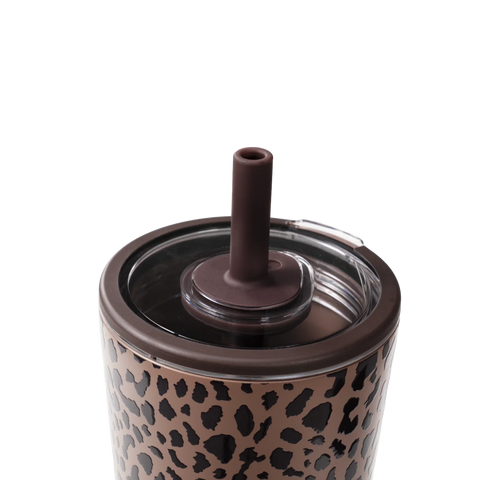 Everyday Tumbler 14oz | Ceramic-Lined Spill-Free Kids Tumbler – Brown Leopard
