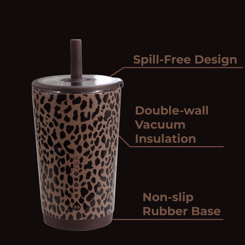 Everyday Tumbler 14oz | Ceramic-Lined Spill-Free Kids Tumbler – Brown Leopard