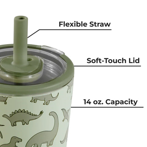 Everyday Tumbler 14oz | Ceramic-Lined Spill-Free Kids Tumbler – Dinosaur