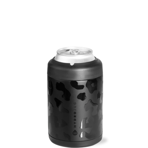 Can Cooler 12oz | 2-in-1 Insulated Standard Can Cooler, Screw-Top Lock – Black Leopard