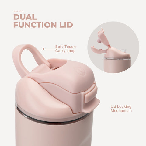 Ease2o 24oz | 2-in-1 Water Bottle with Soft Straw & Chug Spout – Dusty Rose