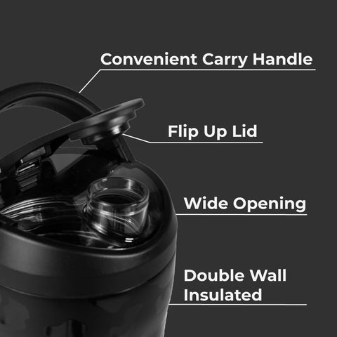 Insulated Shaker 24oz | Stainless Steel Protein Shaker, Silent Grate – Black Leopard