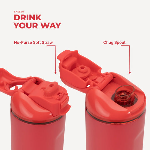 Ease2o 32oz | Compact Water Bottle with Straw & Chug Spout – Fruit Punch