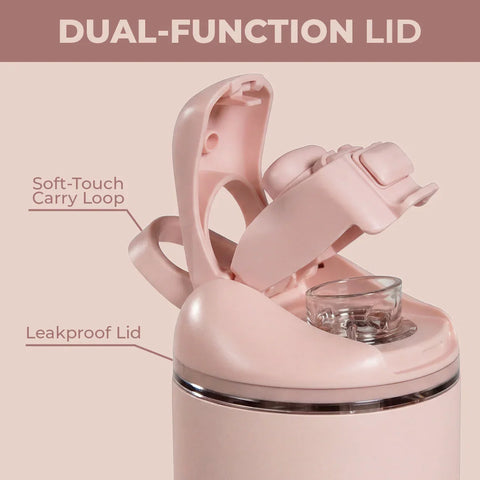 Ease2o 14oz | Leakproof 2-in-1 Kids Water Bottle with Straw & Chug Spout – Dusty Rose