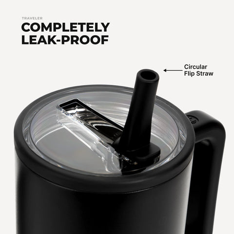 Traveler 32oz | Leakproof Insulated Tumbler with Handle – Black
